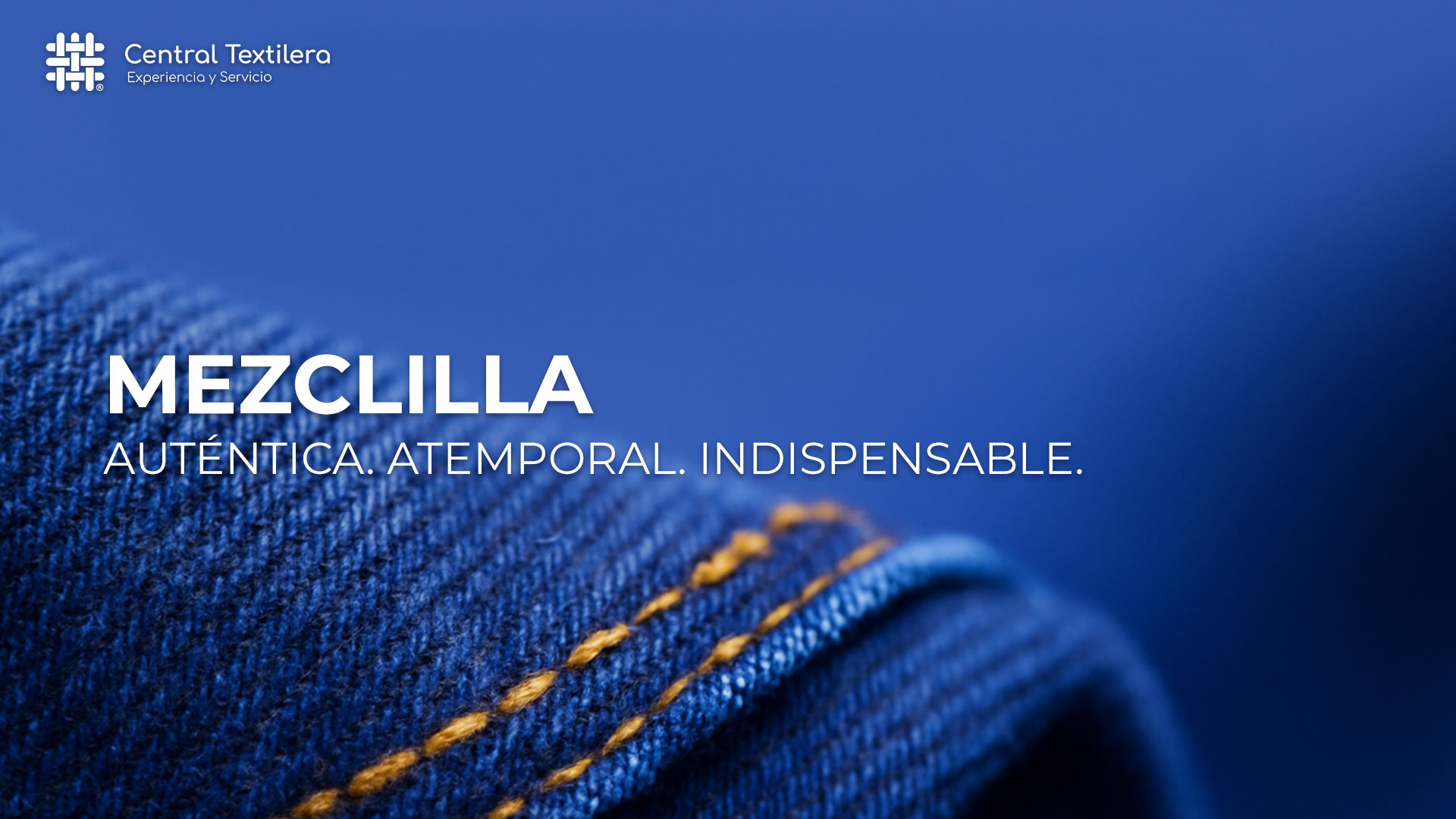 Banner mezclilla auténtica, atemporal e indispensable.
